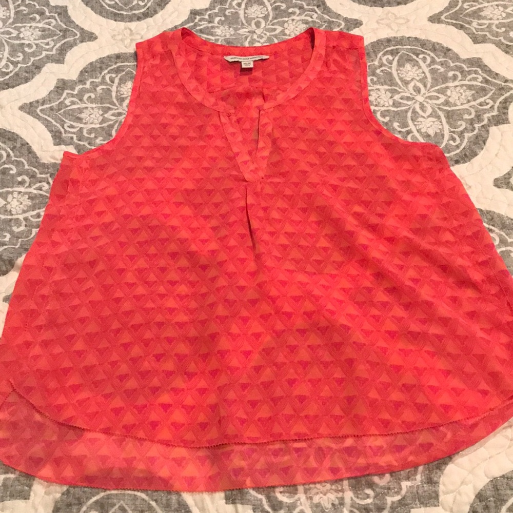 Printed pink sheer American Eagle tank